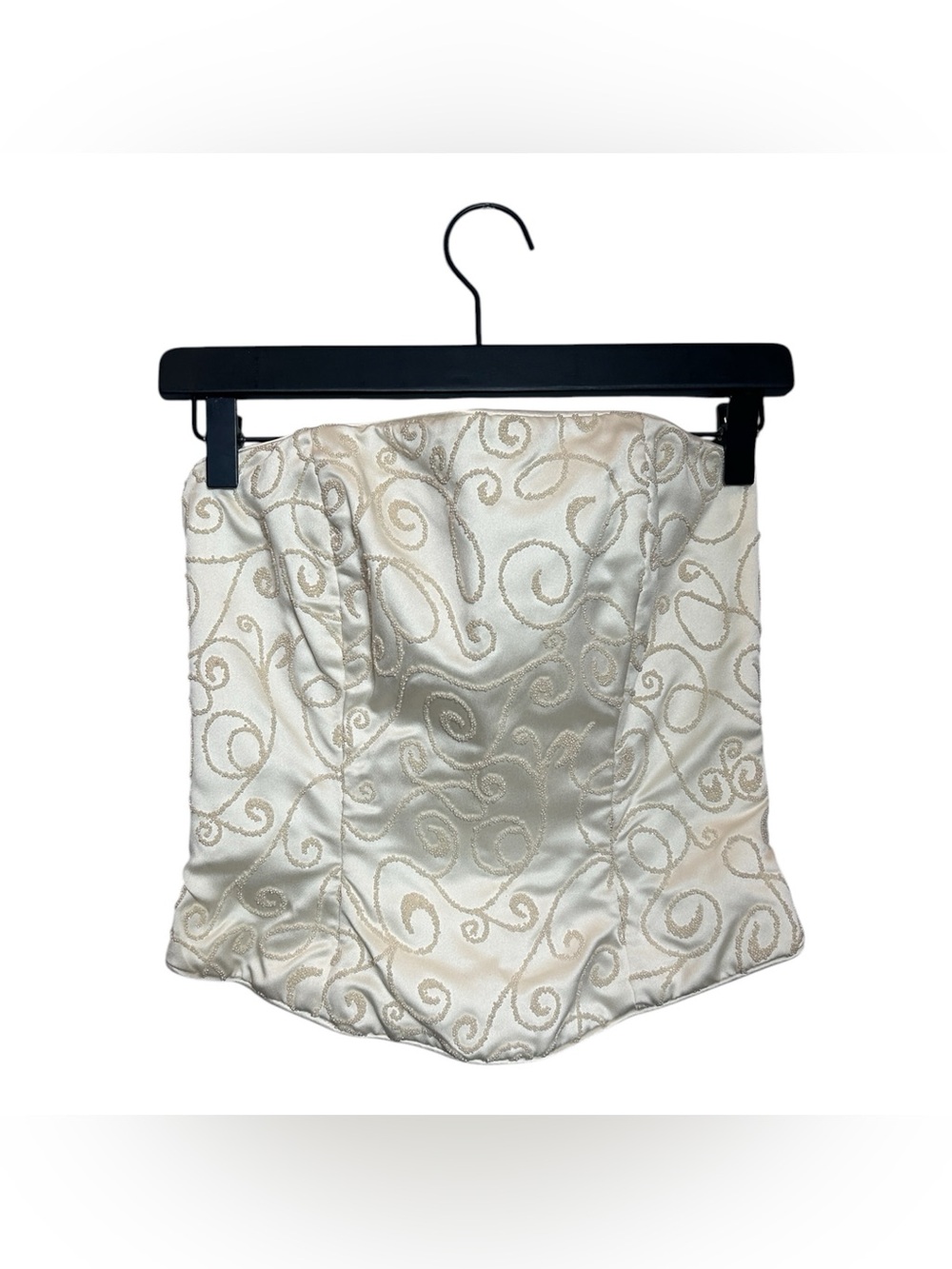 Vintage Ivory Beaded Satin Corset Camisole